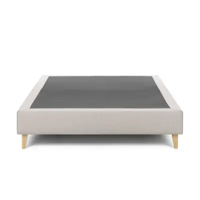 LAFORMA Nikos hög sängbotten - beige polyester och naturligt bokträ