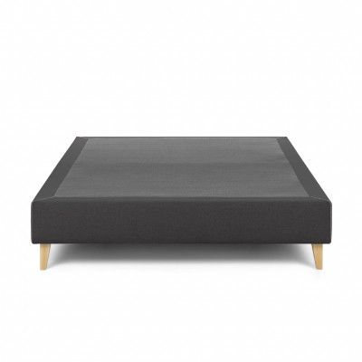 KAVE HOME Nikos hög sängbotten - svart polyester och naturligt bokträ (för en 180x200 cm madrass)