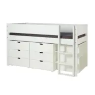 Manis-H Arn Halvhög säng med klassisk sänggrind och förvaring - 200 cm - 90x160