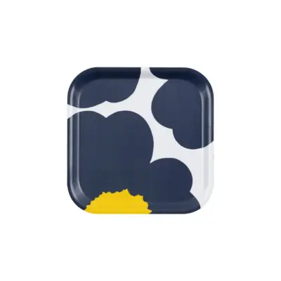 Bricka Unikko 60th 20x20 cm blå/gul