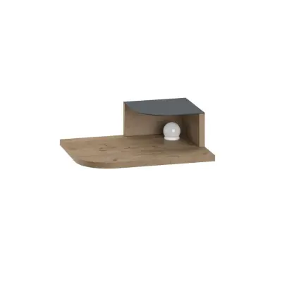 NORDVÄRK Luno vägghängt nattduksbord, med LED-lampa - naturfärgad ekmelamin (40x30)