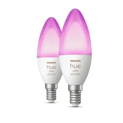 Philips Hue White&Color 2-pack E14 kronljus 4W
