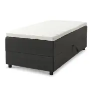 Space Dreams sängbotten, m. förvaring, m.övermadrass - antracitgrått tyg och svart trä (200x90)