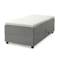 Space Dreams sängbotten, m. förvaring, m.övermadrass - ljusgrått tyg och svart trä (200x90)