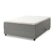 Space Dreams sängbotten, m. förvaring, m.övermadrass - ljusgrått tyg och svart trä (200x140)