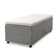 Space Dreams sängbotten, m. förvaring, m.övermadrass - ljusgrått tyg och svart trä (200x80)