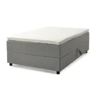 Space Dreams sängbotten, m. förvaring, m.övermadrass - ljusgrått tyg och svart trä (200x120)