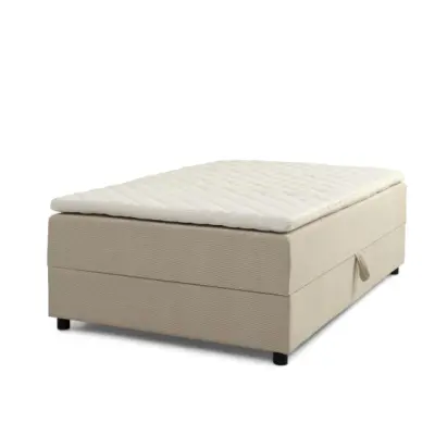 Space Dreams sängbotten, med förvaring etc. bäddmadrass - beige velour och svart trä (200x120)