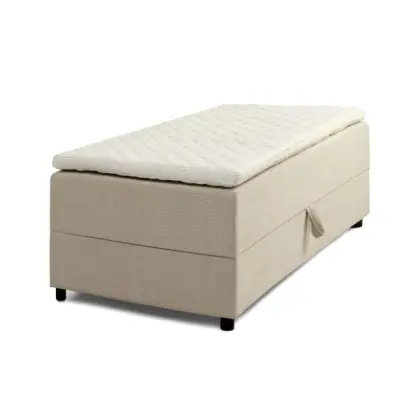 Space Dreams sängbotten, med förvaring etc. bäddmadrass - beige velour och svart trä (200x80)