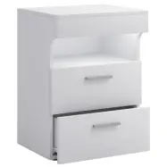 VCM NORDIC Slepal L sängbord, m. 1 fack, 2 lådor - vitt trä (45x39)