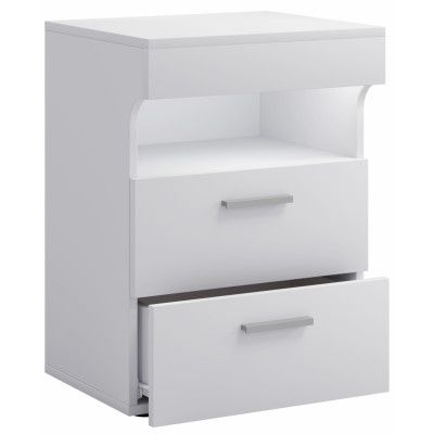 VCM NORDIC Slepal L sängbord, m. 1 fack, 2 lådor - vitt trä (45x39)