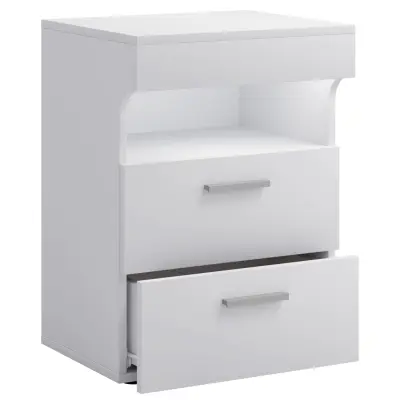 VCM NORDIC Slepal L sängbord, m. 1 fack, 2 lådor - vitt trä (45x39)