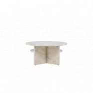 VENTURE DESIGNÅlesund soffbord, m. hylla, rund - beige marmorlook MDF (Ø85)