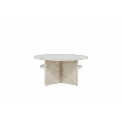 VENTURE DESIGNÅlesund soffbord, m. hylla, rund - beige marmorlook MDF (Ø85)