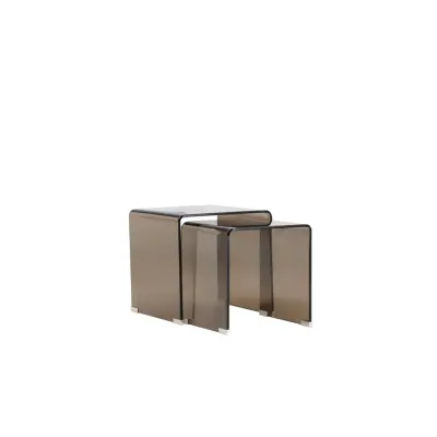 VENTURE HOME Telemark sidobord 42x42x42 cm, 36x36x39 cm - brunt glas