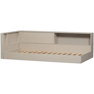 WOOOD Carter juniorsäng i hörn, med förvaring, utan ribbor - dammig furu (90x200)