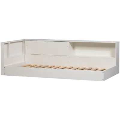 WOOOD Carter hörnsäng junior, med förvaring, utan ribbor - vit furu (90x200)