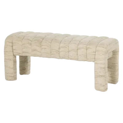WOOOD Frex bänk, rektangulär - naturfärgad bouclé-tyg (110x43)