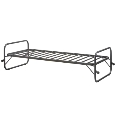 WOOOD LUCY MÖNSTERAD SÄNG METALLSVART 90X200CM