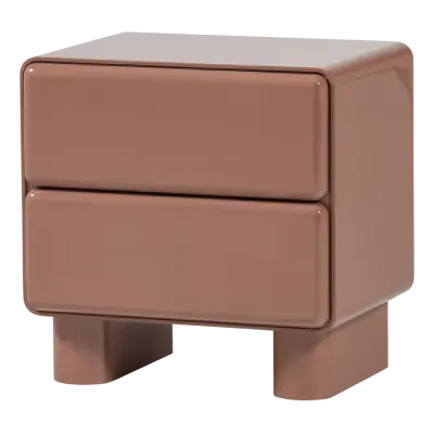 WOOOD Lustra nattduksbord, med 2 lådor - gammalrosa högblank MDF (57x43)