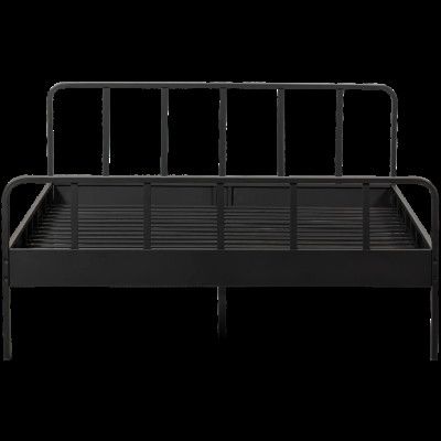 WOOOD Mees sängstomme, w. sänggavel och lamellbotten - svart stål (160X200)