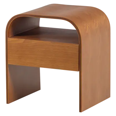 WOOOD Momo nattduksbord, med 1 fack och 1 låda - brunt poppelträ och MDF (40x34)