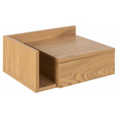 ACT NORDIC Ashlan vägghängt sängbord, m. 1 låda, vändbar - naturligt vild ekpapper MDF (40x32)