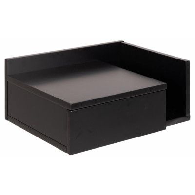 ACT NORDIC Ashlan vägghängt sängbord, m. 1 låda, vändbar - svart MDF (40x32)