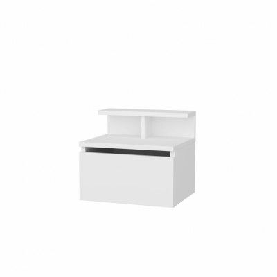FUNZI LIVING Alice vägghängt sängbord, m. förvaring - vit melamin (39,8x31,9)