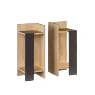 FUNZI LIVING Elos sängbord, höger och vänster, w. 2 hyllplan - ek och antracitgrå melamin (15x27) (set med 2)