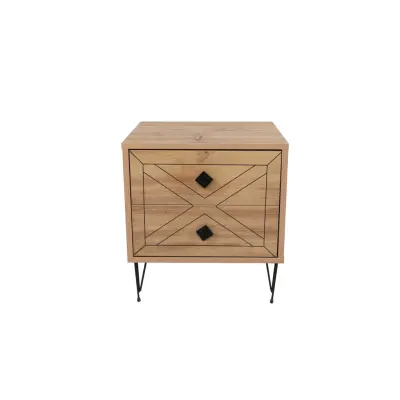 FUNZI LIVING Luna sängbord, m. 2 lådor - furmelamin och metall (50x40)