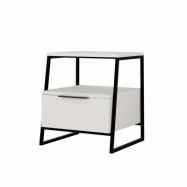 FUNZI LIVING Pal sängbord, m. 1 fack och 1 dörr - vit melamin (45x40)