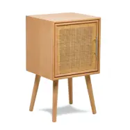 NORDLYS Kanoya sängbord, w. 1 dörr - brun rotting och bok (40x38)