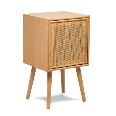 NORDLYS Kanoya sängbord, w. 1 dörr - brun rotting och bok (40x38)