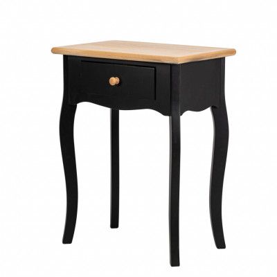 NORDLYS Montaigne sängbord, m. 1 låda - natur och svart bok (47x30)