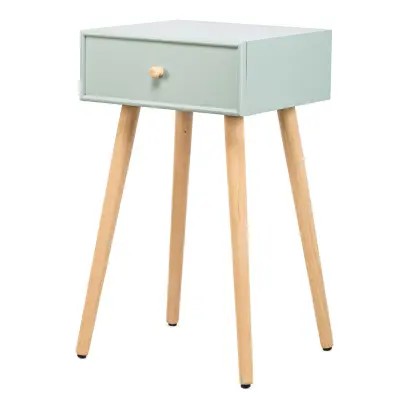 NORDLYS Narita sängbord, w. 1 låda - mintgrönt trä och bok natur (40x36)