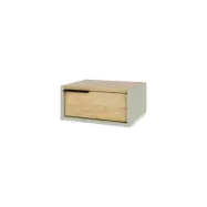 NORDVÄRK Eco vägghängt sängbord, med 1 låda - naturlig safir ek och askgrön melamin (40x30)