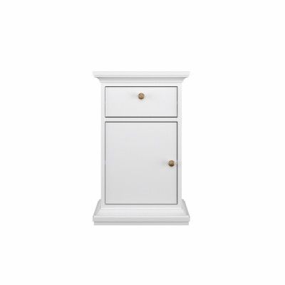 TWILUM Paris sängbord, w. 1 dörr och 1 låda - vit folie/spånskiva (43,6x40)