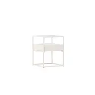 VENTURE DESIGN Fortaleza sidobord, w. 1 låda - glas och vitt stål (40x40)