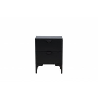 VENTURE DESIGN Piring sängbord, m. 2 lådor - svart stål (45x40)