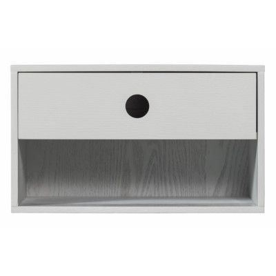 WOOOD Nancy vägghängt sängbord, m. 1 låda och 1 fack - dimmrå MDF (34x30)