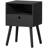 WOOOD Ozzy sängbord, w. 1 fack och 1 låda - svart MDF (36x30)