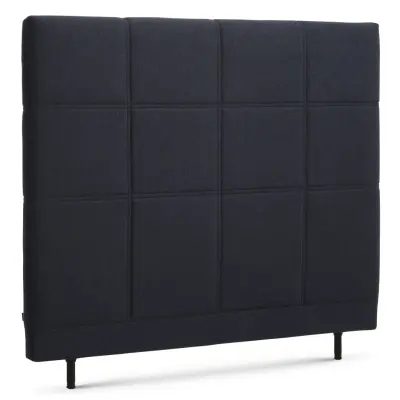 Fyrkantig sänggavel, justerbar i höjdled - blått polyestertyg (L:140)