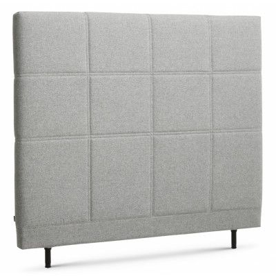 Fyrkantig sänggavel, justerbar i höjdled - ljusgrått polyestertyg (L:140)