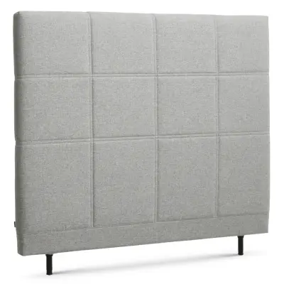 Fyrkantig sänggavel, justerbar i höjdled - ljusgrått polyestertyg (L:140)