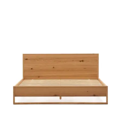 KAVE HOME Alguema sängstomme, med huvudgavel och ribbotten - naturfärgad ekfaner (180x200)