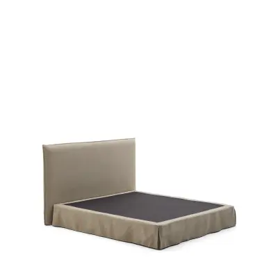 KAVE HOME Jaira sängstomme, med huvudgavel och avtagbartöverdrag - taupe linne och bomull (180x200)