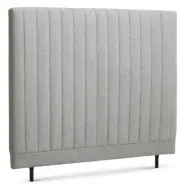 Randig sänggavel, höjdjusterbar - ljusgrått polyestertyg (L:140)