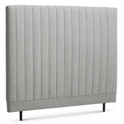 Randig sänggavel, höjdjusterbar - ljusgrått polyestertyg (L:140)