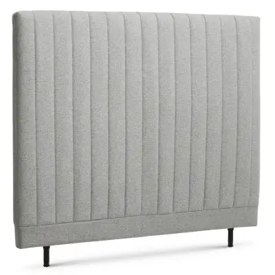 Randig sänggavel, höjdjusterbar - ljusgrått polyestertyg (L:140)